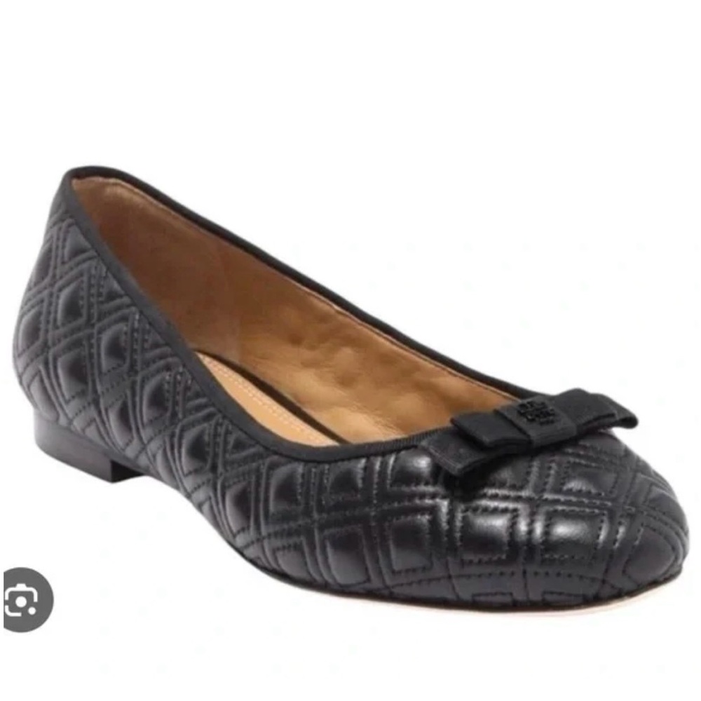 Tory Burch Marion Quilted Leather Ballet Flat Black